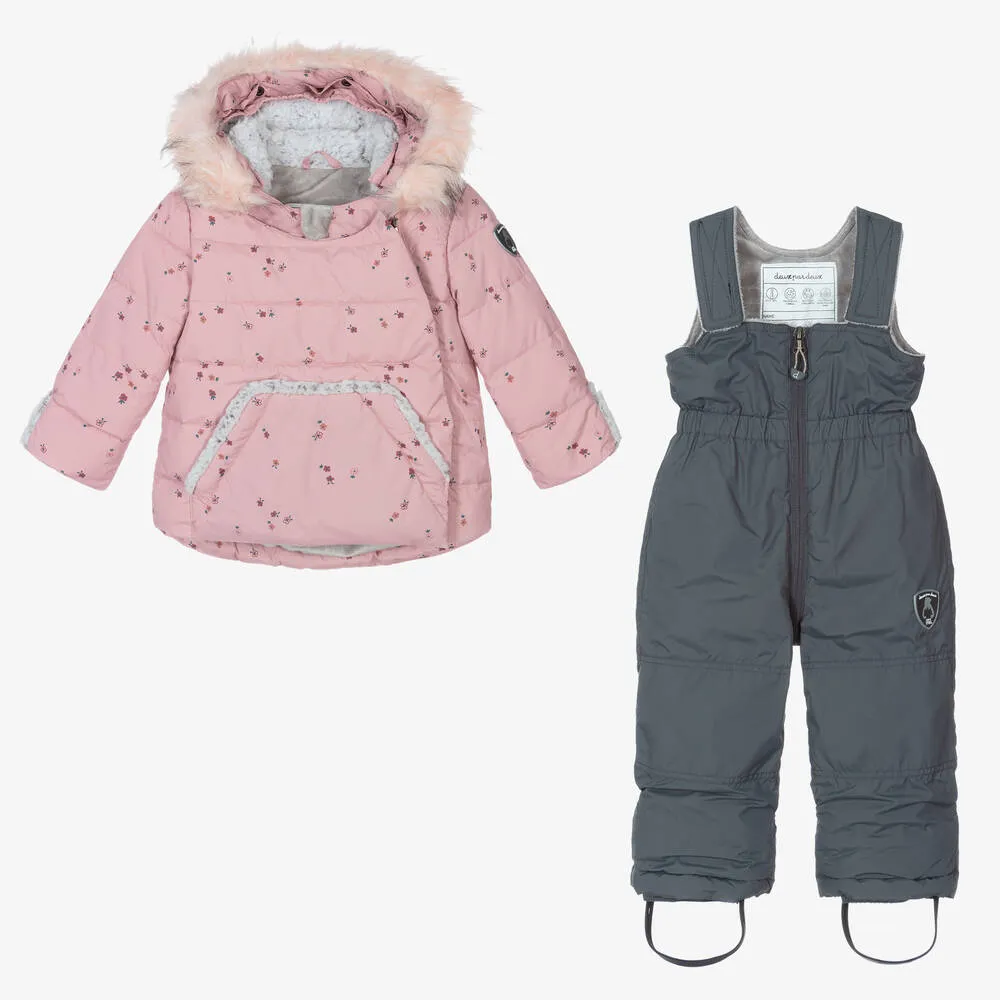 Girls Pink & Grey Snowsuit