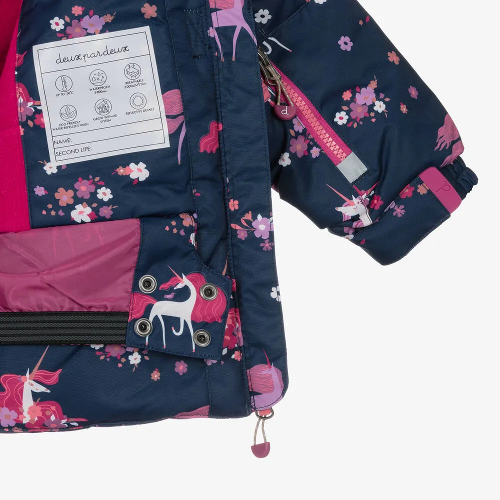 Girls Pink & Navy Blue Snowsuit Set