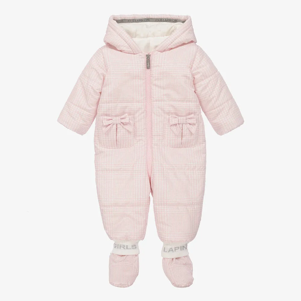 Girls Pink & White Dogstooth Snowsuit