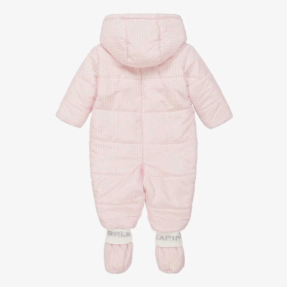 Girls Pink & White Dogstooth Snowsuit