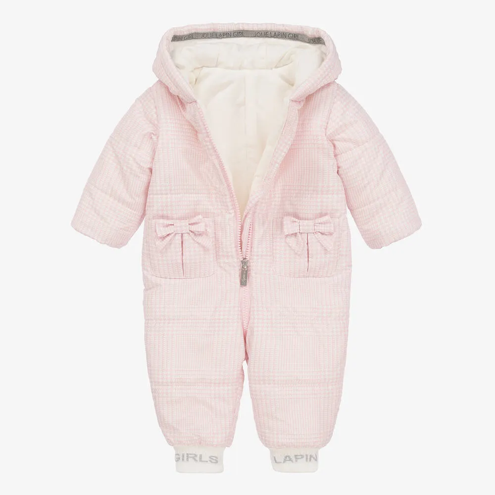 Girls Pink & White Dogstooth Snowsuit