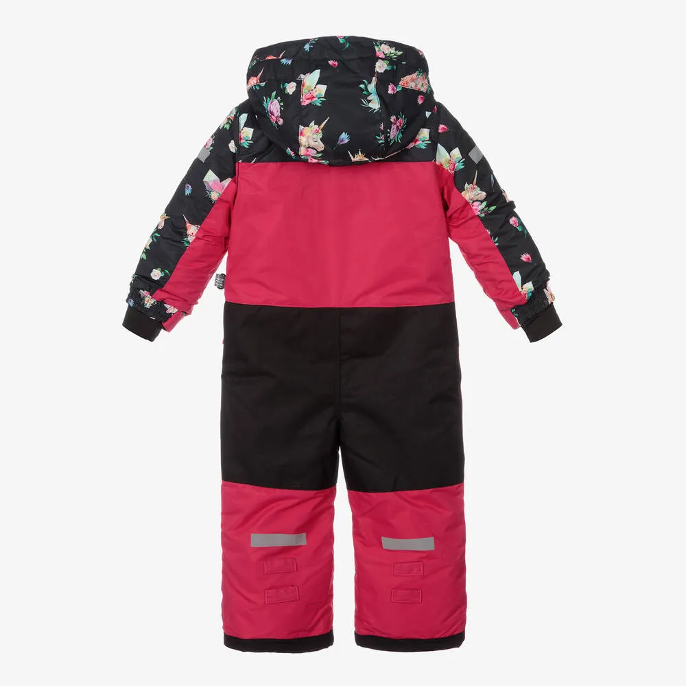 Girls Pink Unicorn Snowsuit