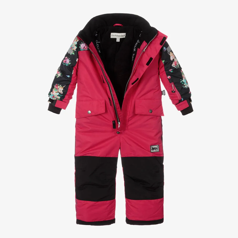 Girls Pink Unicorn Snowsuit