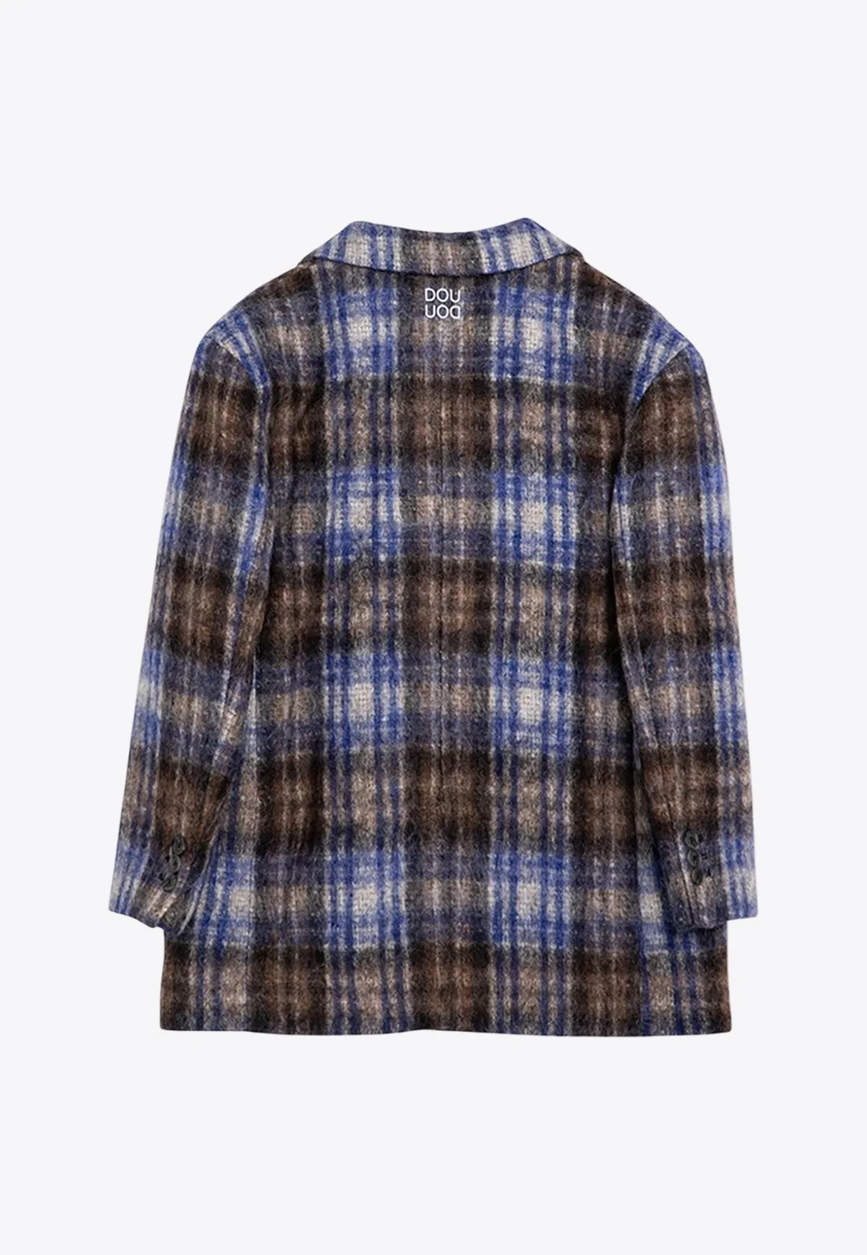 Girls Single-Breasted Checked Coat