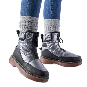 Gray Callisto insulated snow boots with a zipper grey