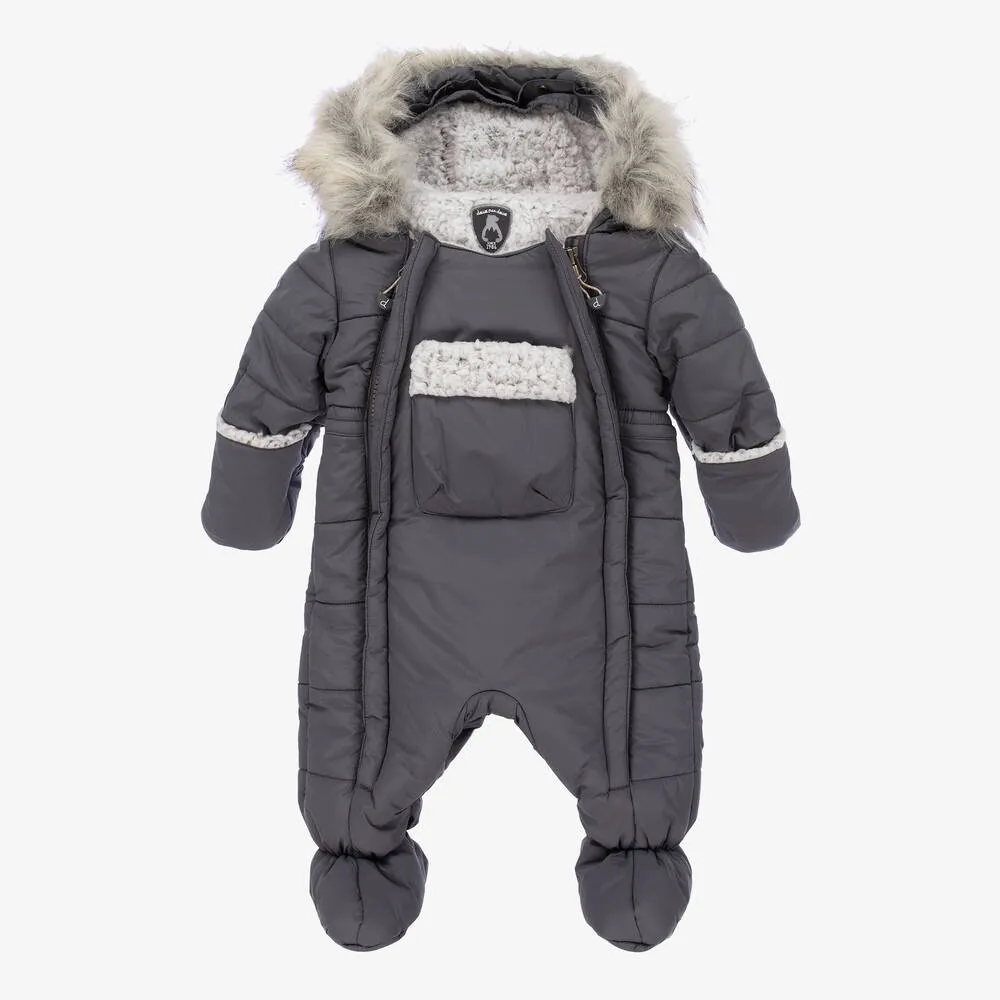 Grey 2 Piece Baby Snowsuit Set