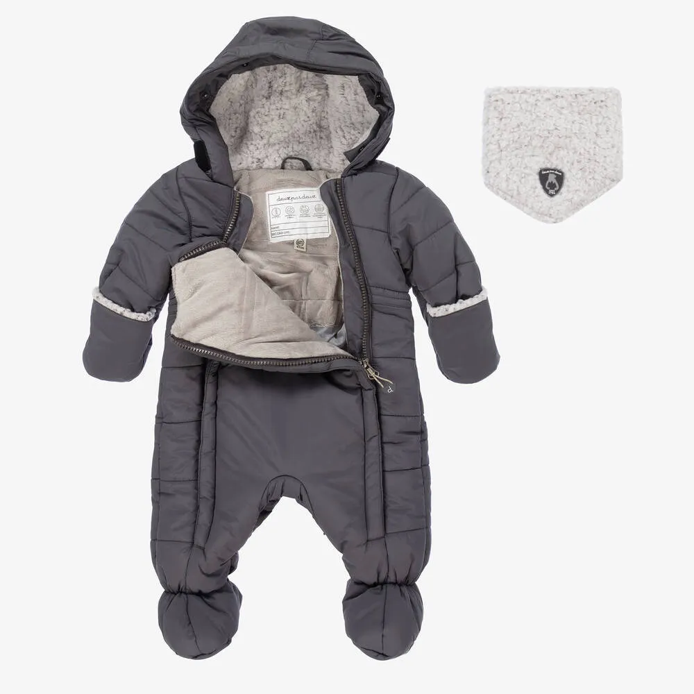 Grey 2 Piece Baby Snowsuit Set