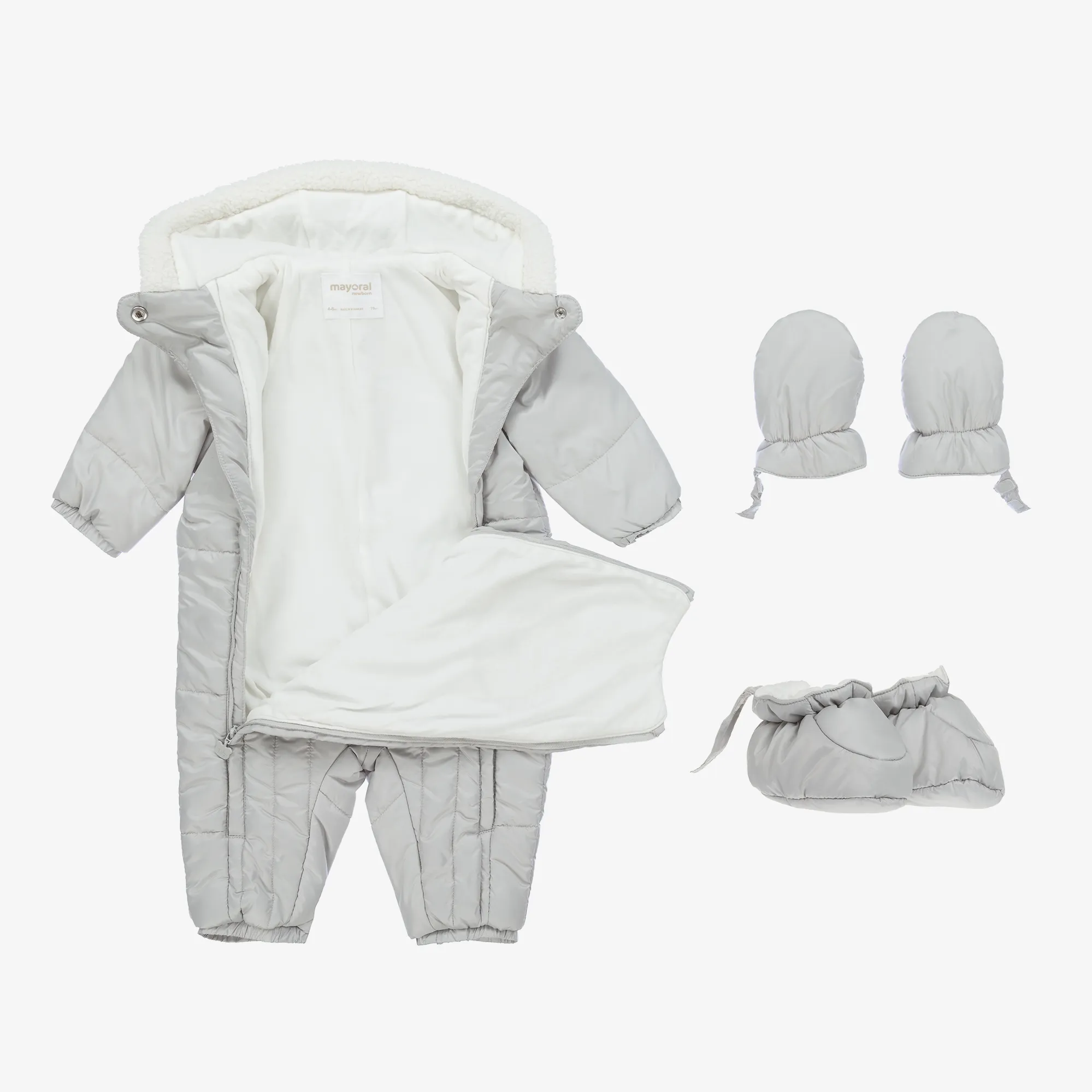 Grey Padded Baby Snowsuit