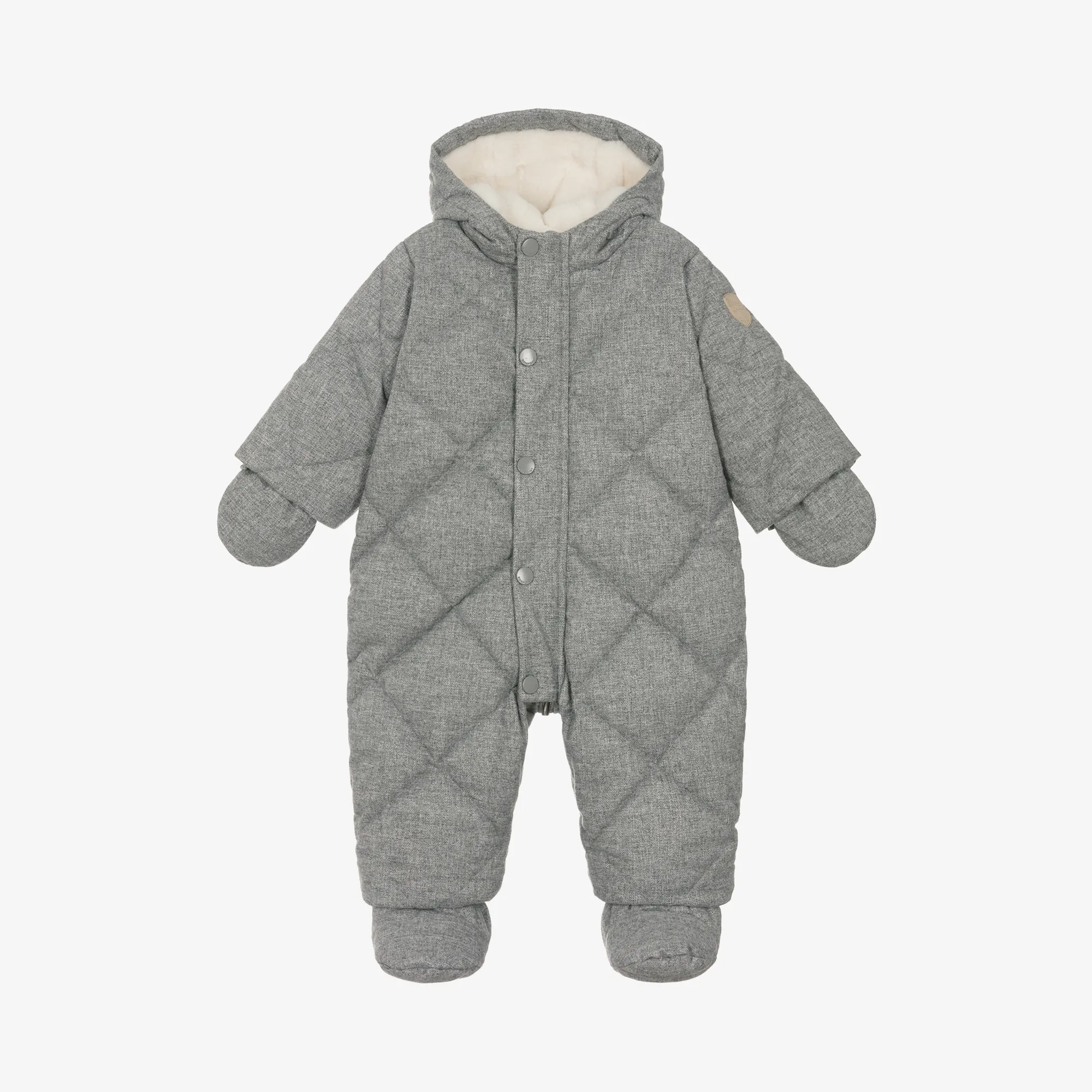 Grey Quilted Down Snowsuit