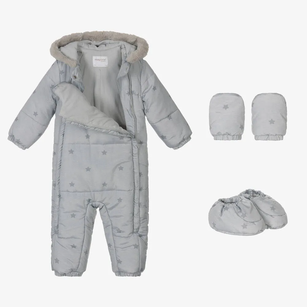 Grey Stars Baby Snowsuit