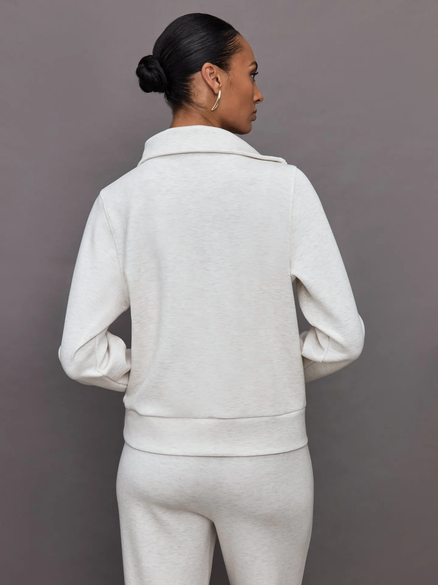 Half Zip Asymmetrical Pullover - Moonbeam Heather