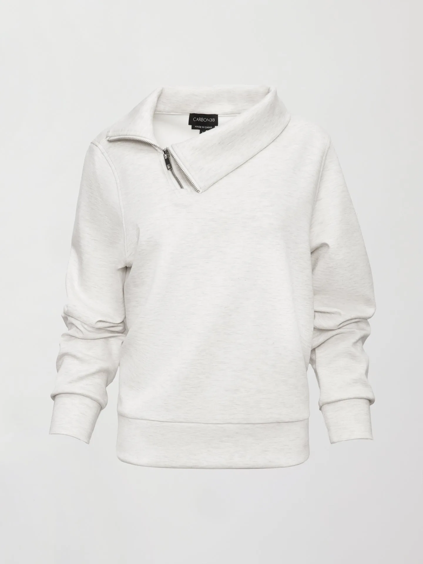 Half Zip Asymmetrical Pullover - Moonbeam Heather