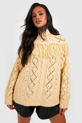 Heavy Tassel And Cable Sweater