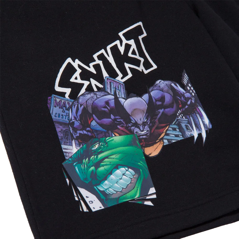 HUF X MARVEL COLLECTION SMASH UP FLEECE SHORT // BLACK