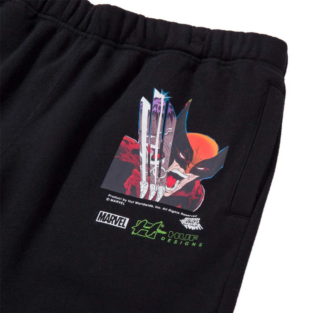 HUF X MARVEL COLLECTION SMASH UP FLEECE SHORT // BLACK