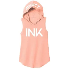 INK Women's Peach Sleeveless Hoodie Tee