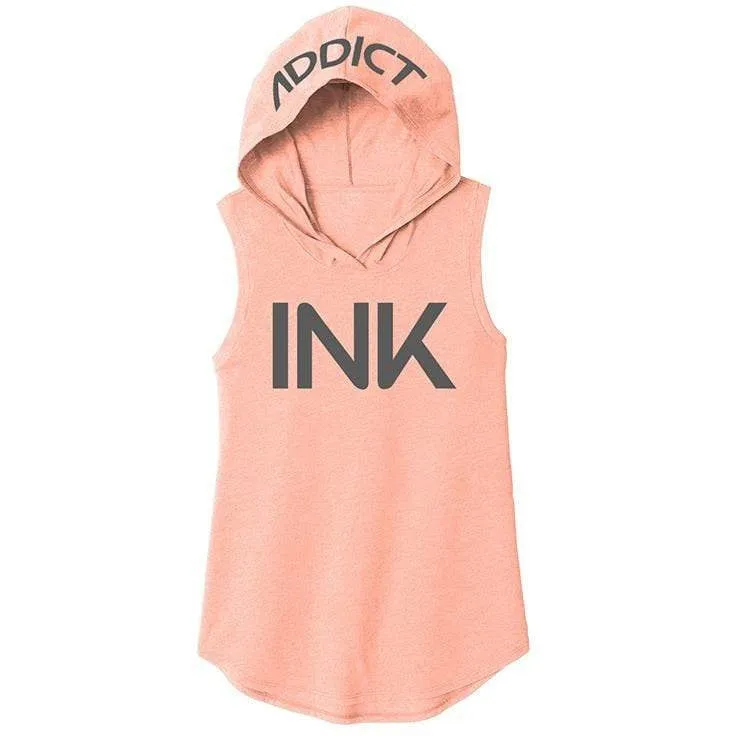 INK Women's Peach Sleeveless Hoodie Tee