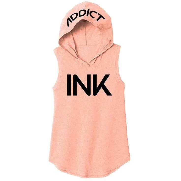 INK Women's Peach Sleeveless Hoodie Tee