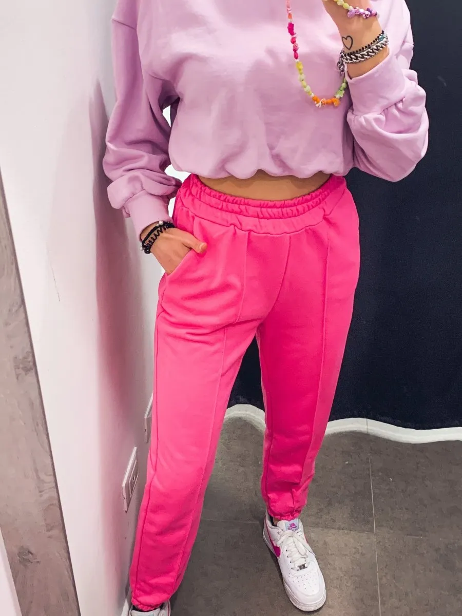 Joggers fucsia con cucitura