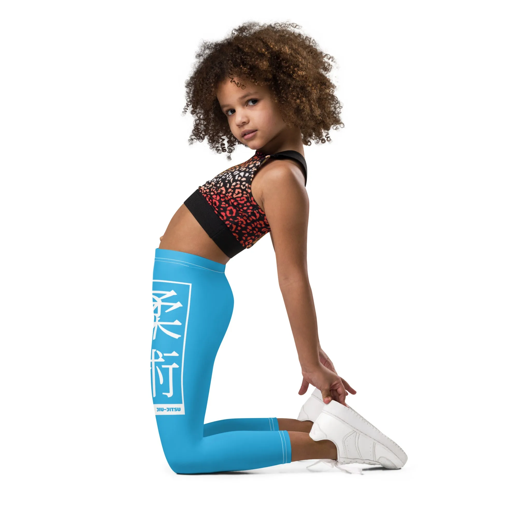 Kids' Girls Yoga Pants Workout Leggings Jiu-Jitsu 005 - Cyan