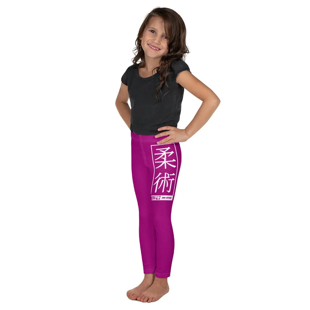 Kids' Girls Yoga Pants Workout Leggings Jiu-Jitsu 014 - Fresh Eggplant