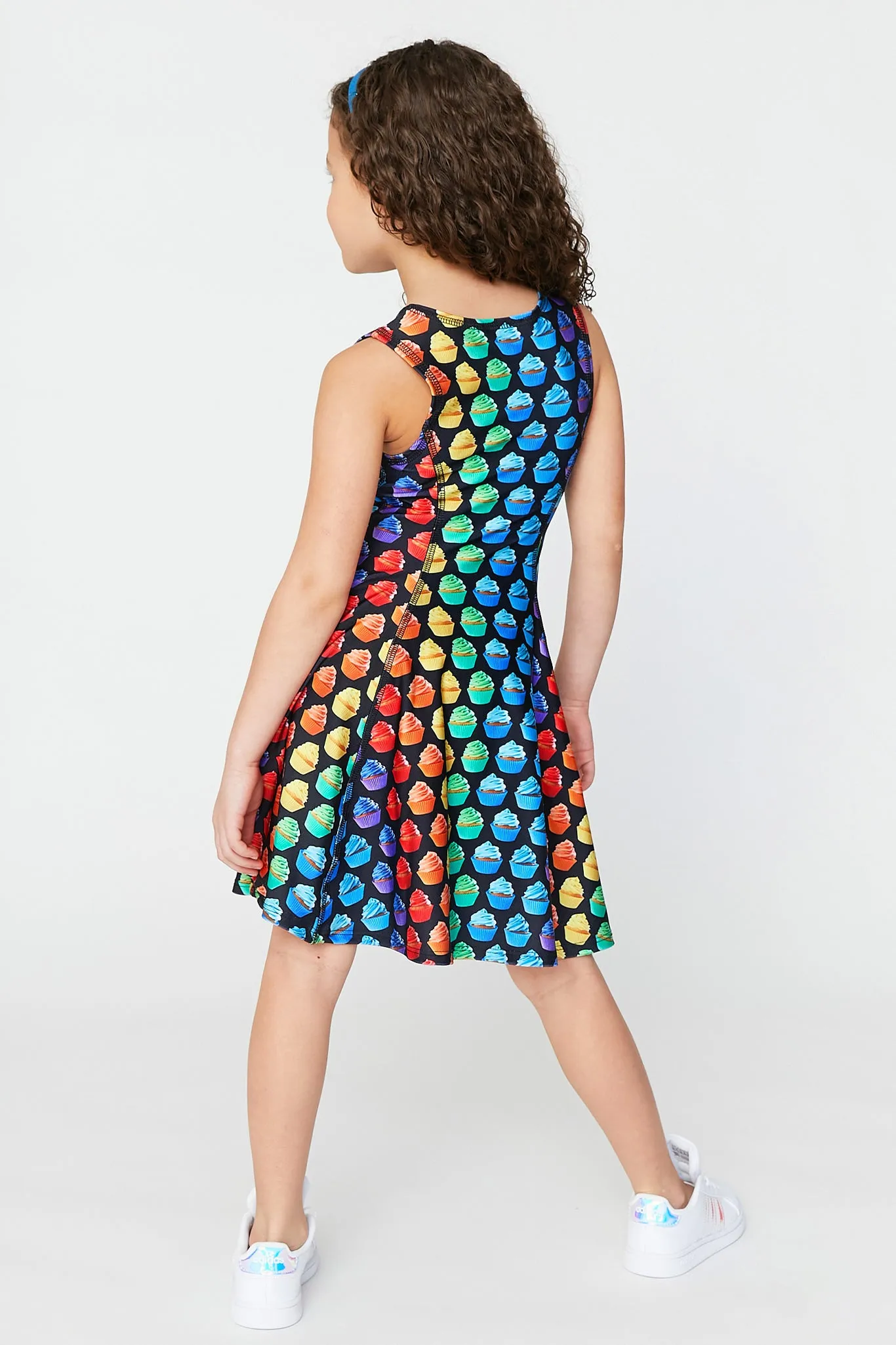 Kids Skater Dress in Rainbow Cupcakes