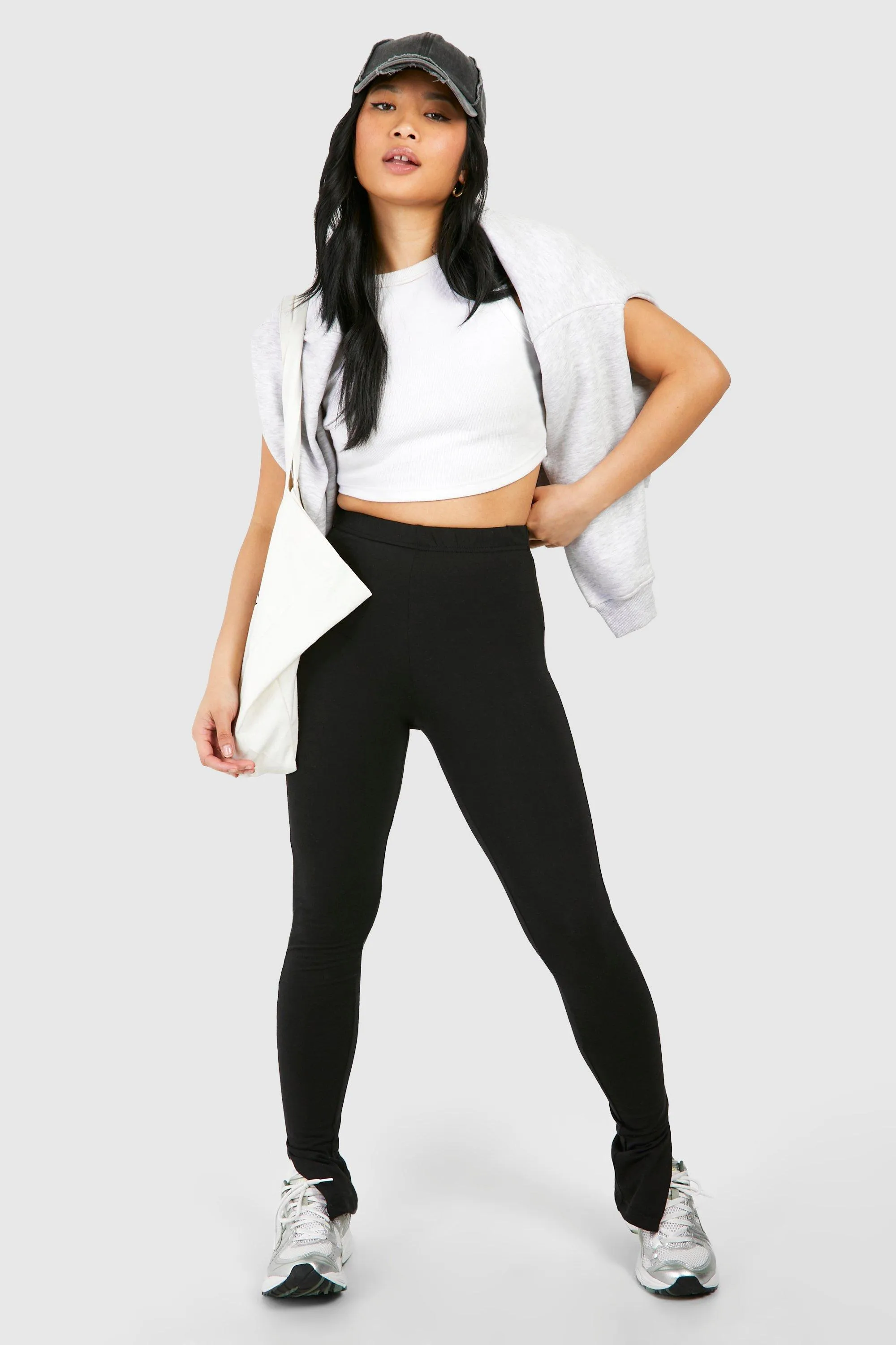 Leggings | Petite Cotton 3 Pack Black High Waisted Leggings | boohoo