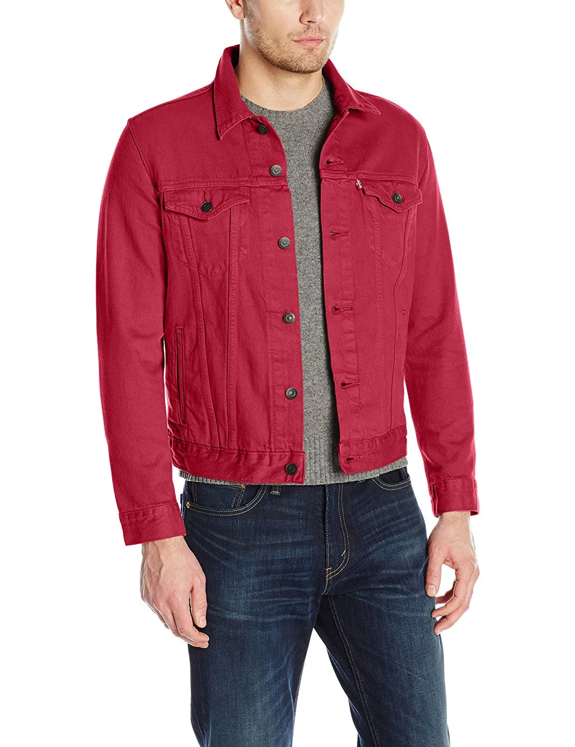 Levi's Men's The Trucker Jacket Red Dahlia Rigid