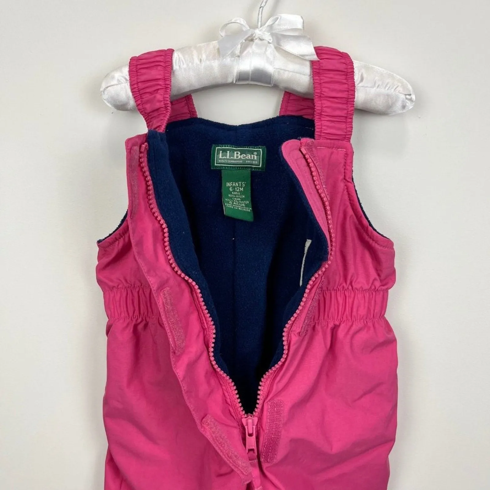 L.L. Bean Girls Pink Snow Bib Overalls 6-12 Months