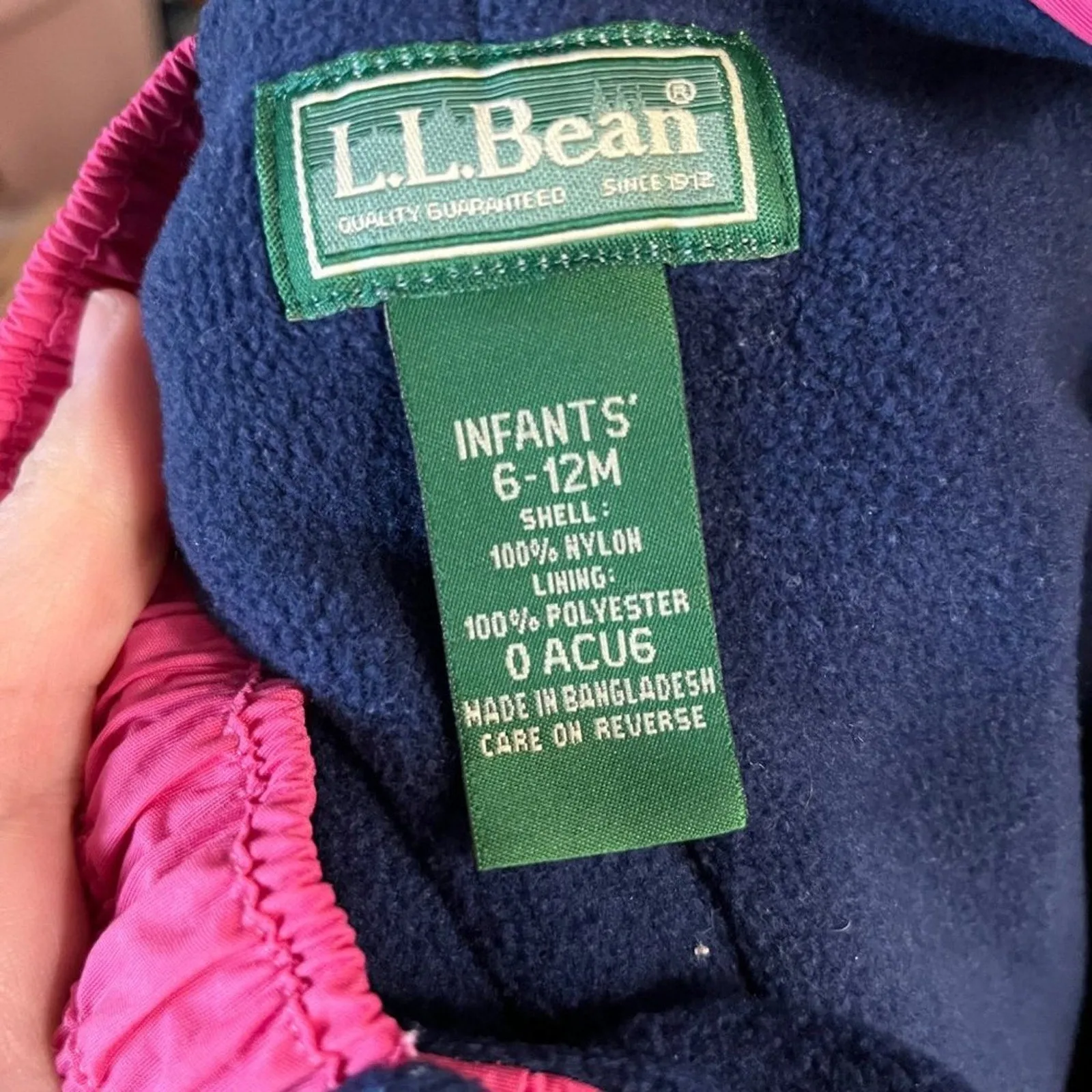 L.L. Bean Girls Pink Snow Bib Overalls 6-12 Months