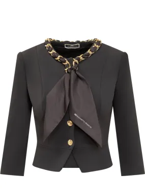 Logo Crepe Jacket with Foulard Chain