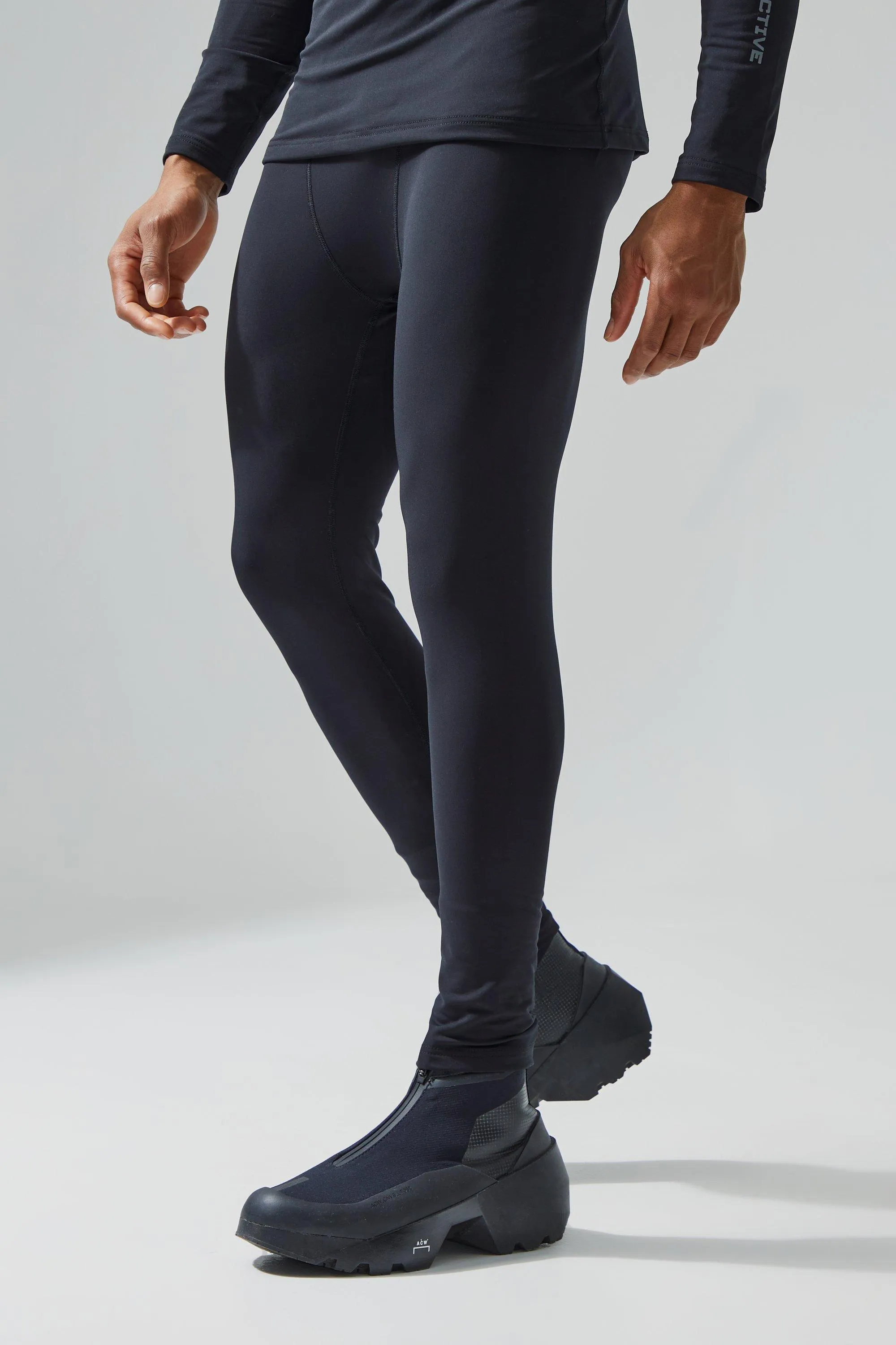 Man Active Fleece Lined Base Layer Legging | boohooMAN UK