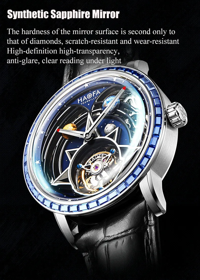 Men's Double Mainspring Drive Flying Tourbillon Automatic Luminous Watch