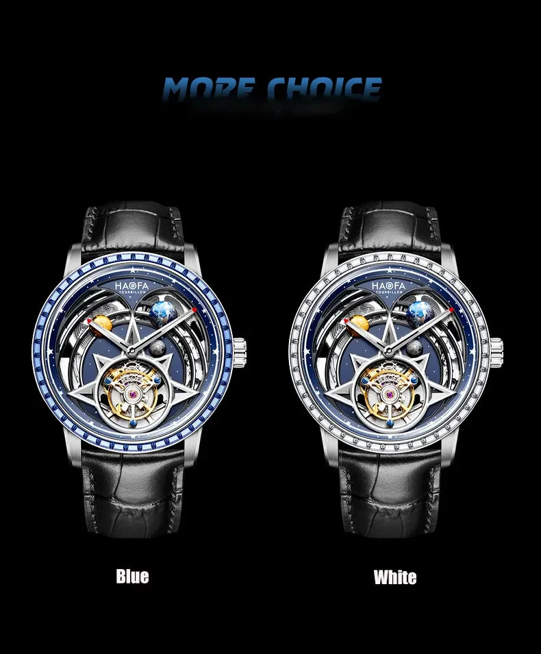 Men's Double Mainspring Drive Flying Tourbillon Automatic Luminous Watch