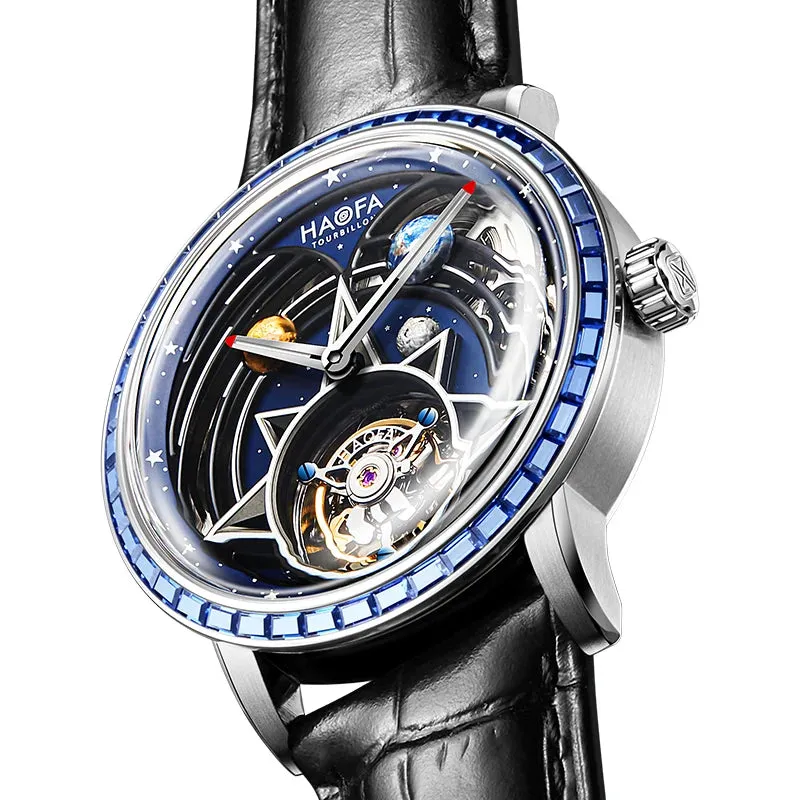 Men's Double Mainspring Drive Flying Tourbillon Automatic Luminous Watch