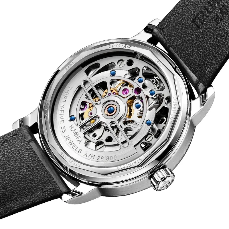 Men's Double Mainspring Drive Flying Tourbillon Automatic Luminous Watch