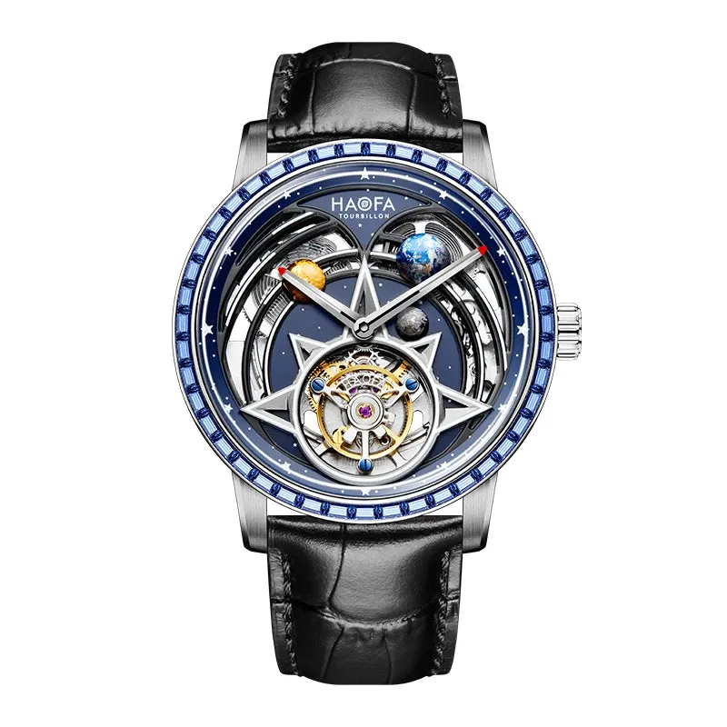 Men's Double Mainspring Drive Flying Tourbillon Automatic Luminous Watch