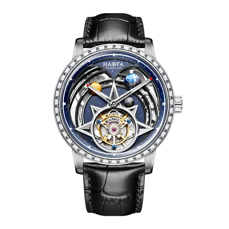 Men's Double Mainspring Drive Flying Tourbillon Automatic Luminous Watch