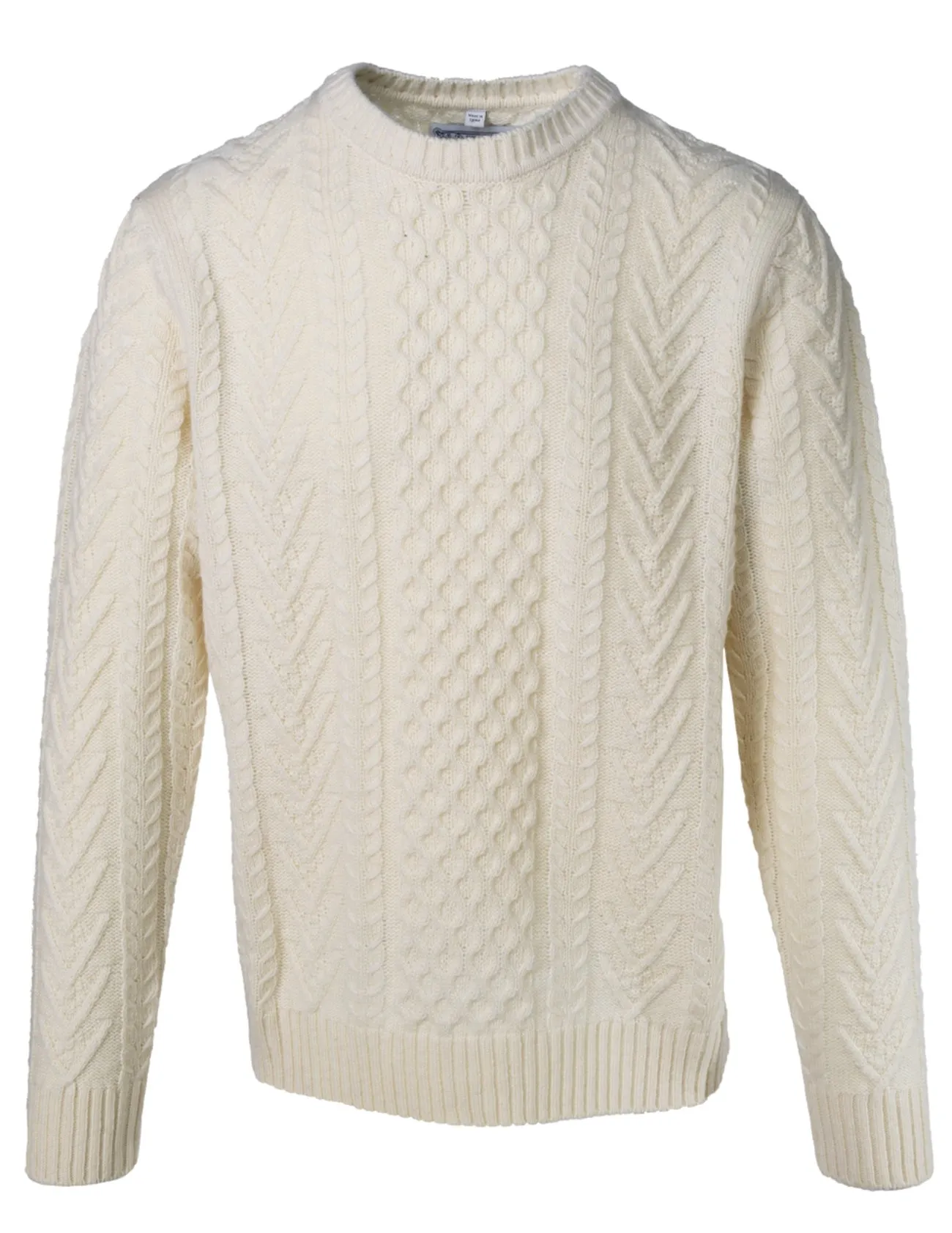 Men's Midweight Wool Blend Cable Knit Crew Neck Sweater