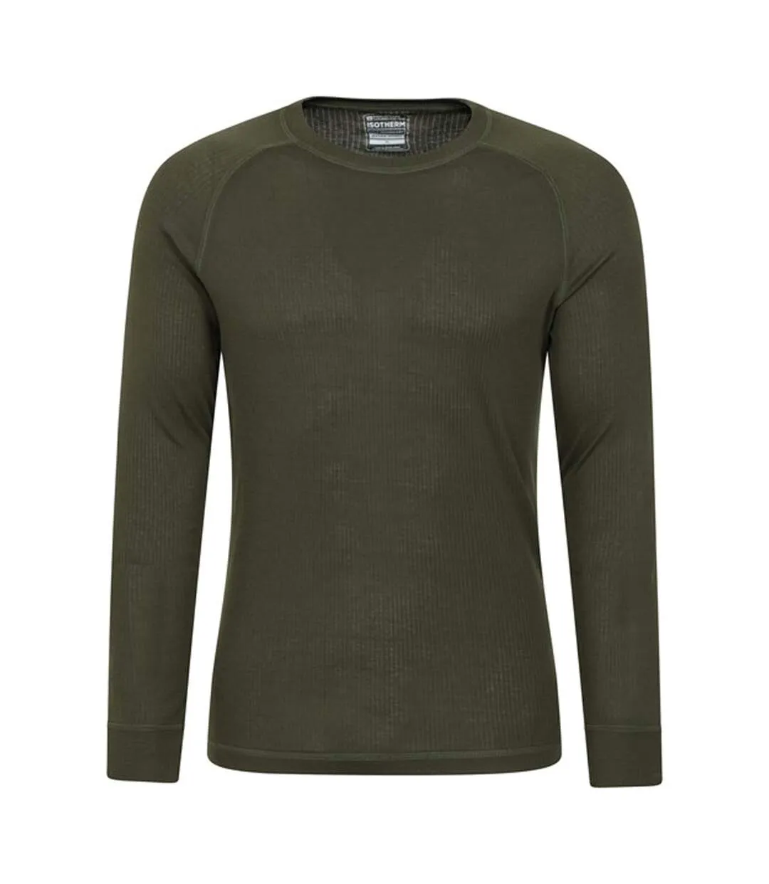 Mens talus round neck long-sleeved thermal top khaki green Mountain Warehouse