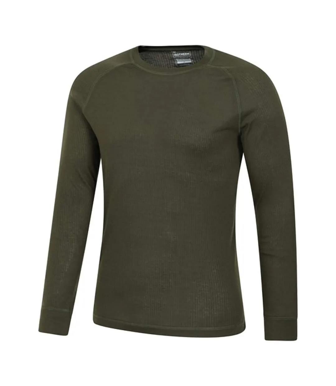 Mens talus round neck long-sleeved thermal top khaki green Mountain Warehouse