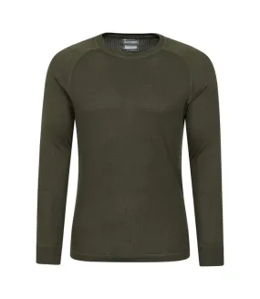 Mens talus round neck long-sleeved thermal top khaki green Mountain Warehouse