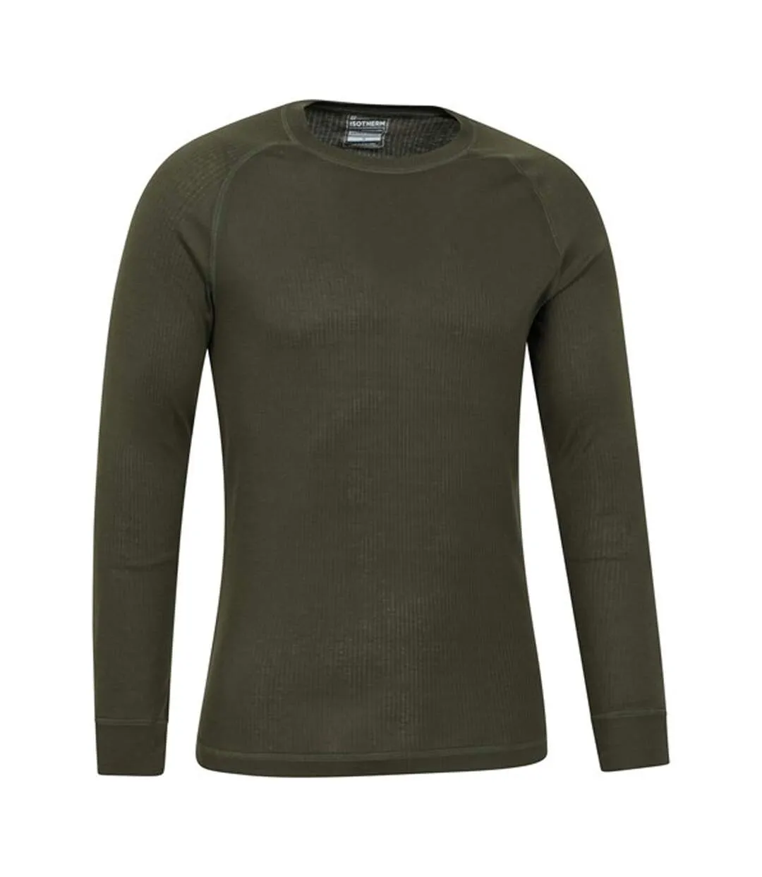 Mens talus round neck long-sleeved thermal top khaki green Mountain Warehouse