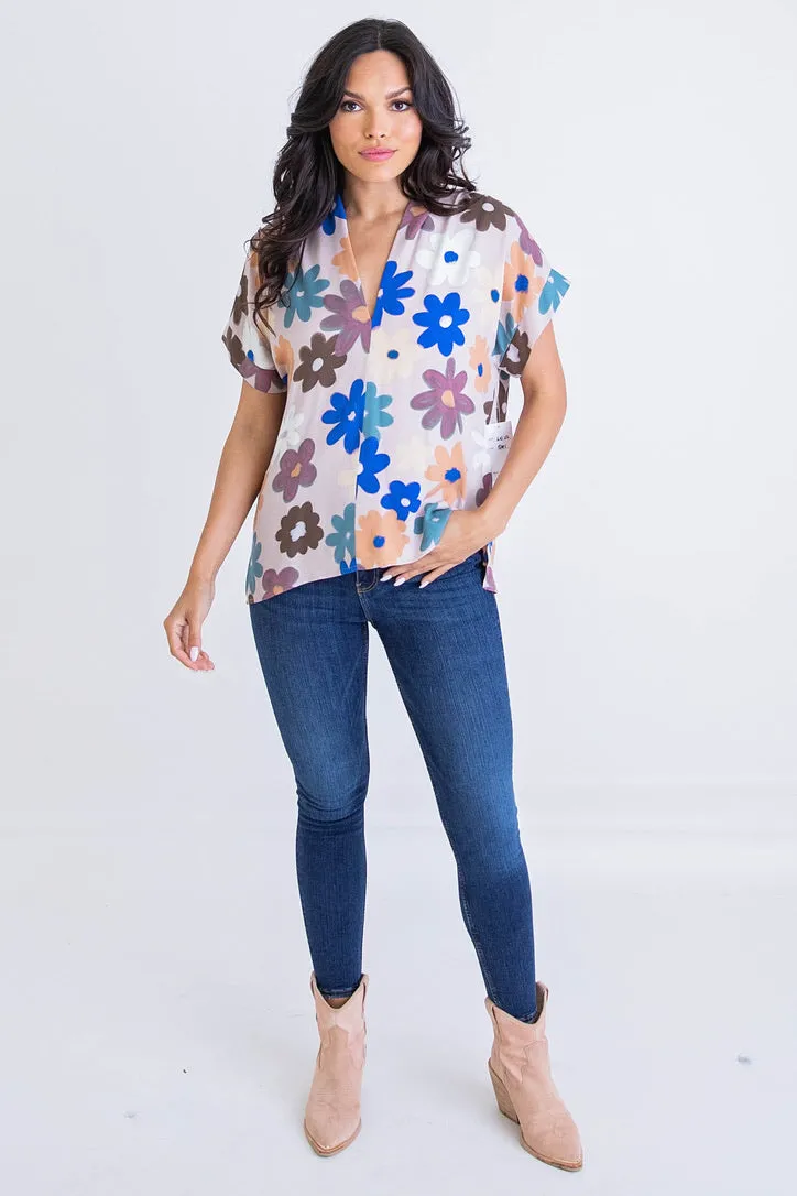 Multi Floral Signature Vneck