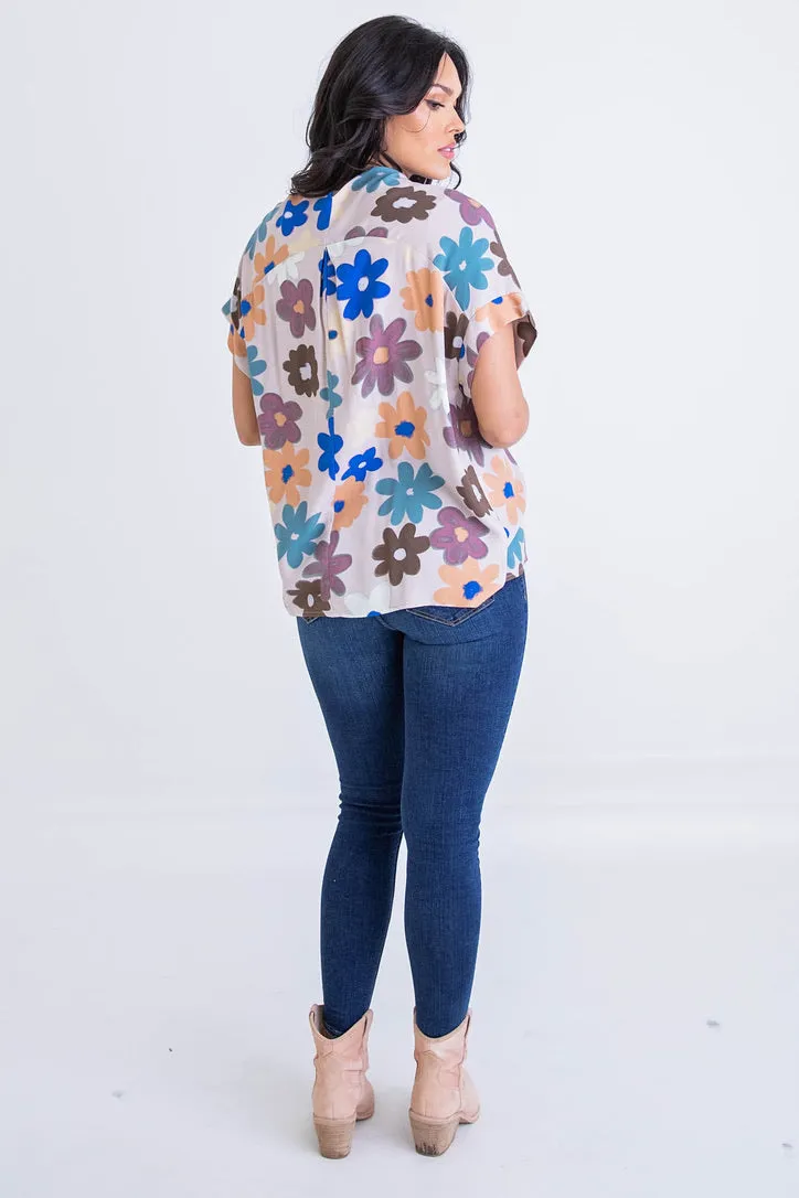 Multi Floral Signature Vneck