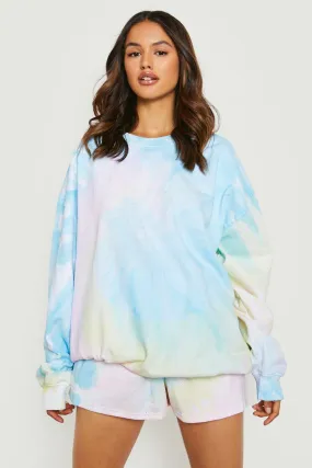 Multi Tie Dye Sweater Short Tracksuit