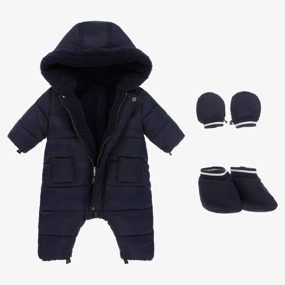 Navy Blue Reversible Puffer Snowsuit