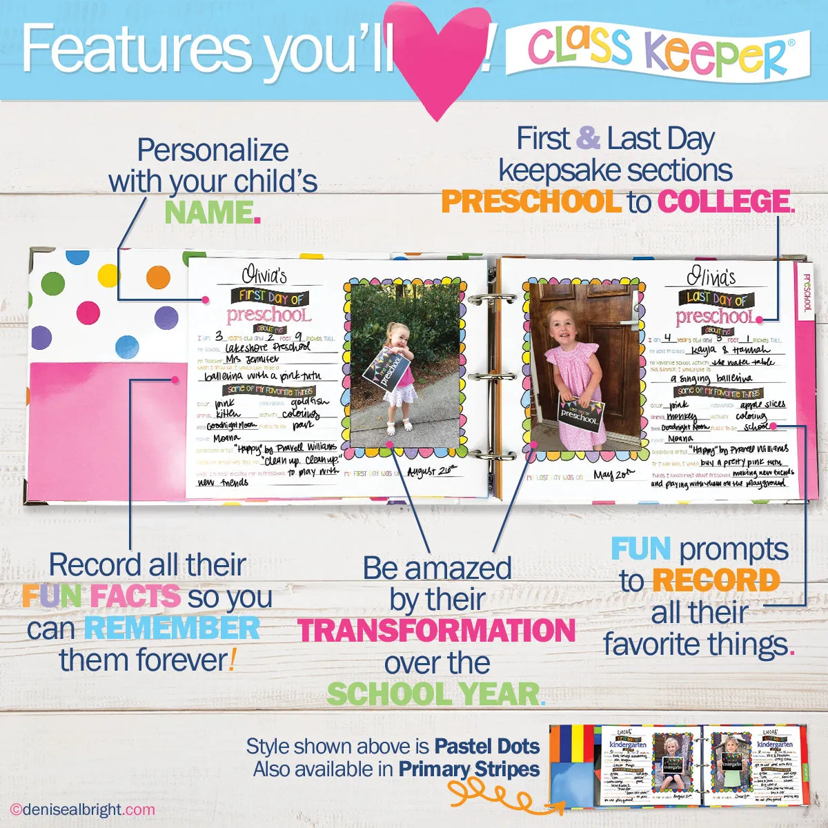 NEW! Mom Must-Have School Keepsake Kit | Class Keeper + Photo Prop Deck + School Stickers