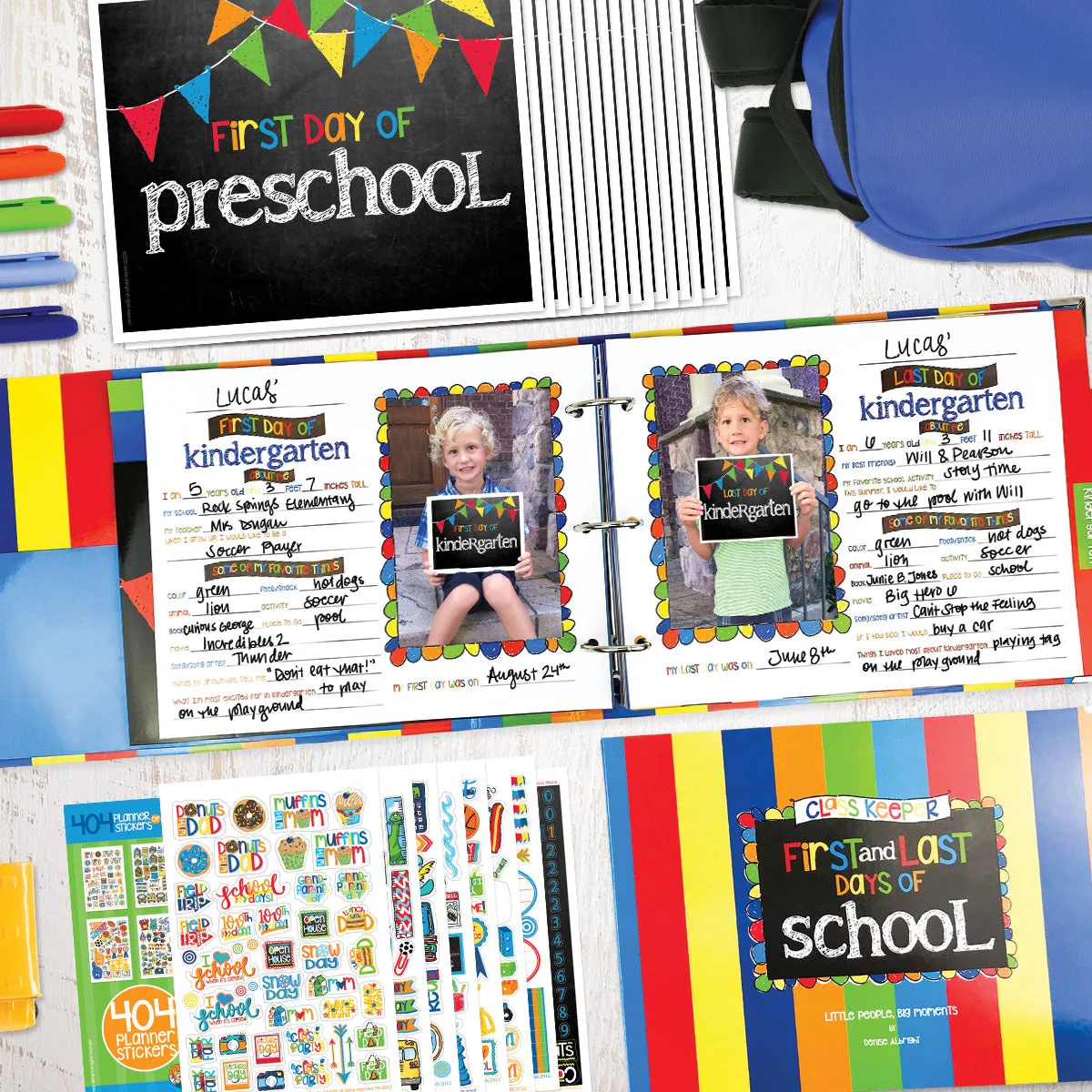 NEW! Mom Must-Have School Keepsake Kit | Class Keeper + Photo Prop Deck + School Stickers