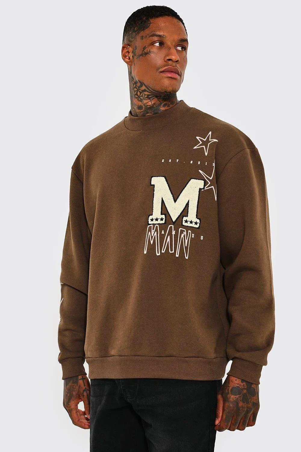 Oversized M Applique Sweater